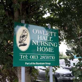 Owlett Hall Care Home in Bradford sign