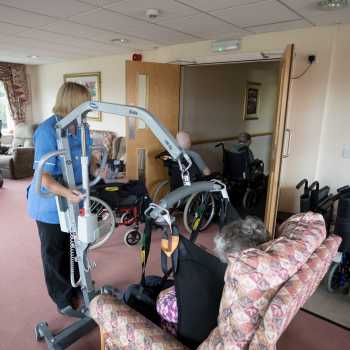 carer & resident at Owlett Hall Care Home in Bradford