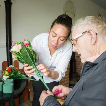 carer & resident at a care home